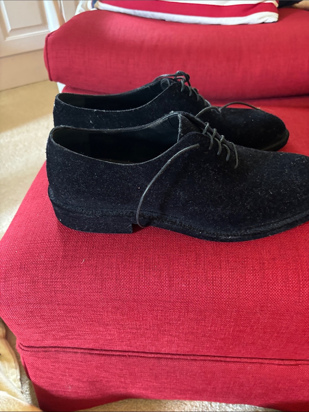 Maison Martin Margiela Black Suede Derby Lace-Ups